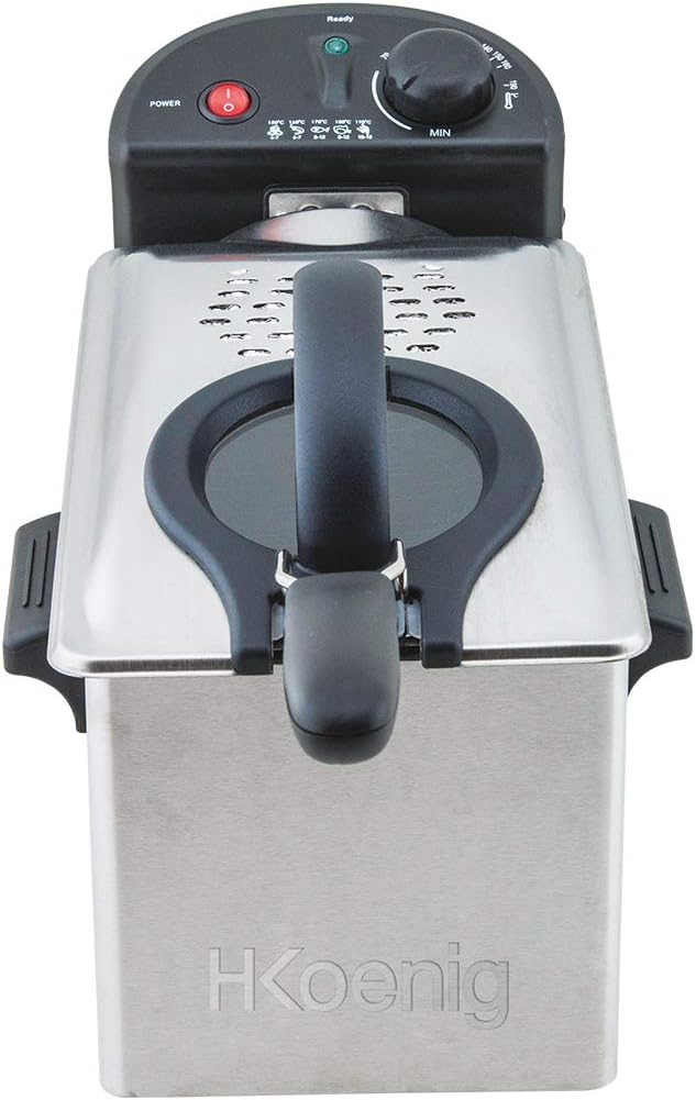 H.Koenig Frytkownica beztłuszczowa, air fryer, DFX300, 3 l – 2100 W, Srebrny, stal nierdzewna, Filtr DFX300 – wyjmowany