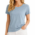 Damen T-Shirt Größe S Hellblau Kurzarm Rundhals Casual
