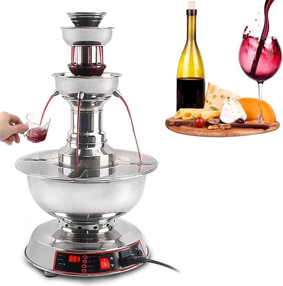 Fontanny i fondue z czekolady JIANGSS, 110 V, 1.5 l, 63 cm – Czarny, stal nierdzewna, maszyna fontanna, 0 do 100°C – 3 poziomów, czerwony, do wina