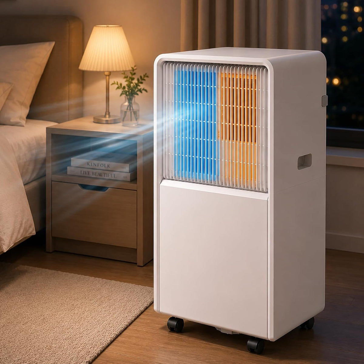 Klimatyzator przenośny – klimatyzator mobilny, 4 W, Biały, oświetlenie LED – pilot zdalnego sterowania, Klimatyzator, przenośny, licznik