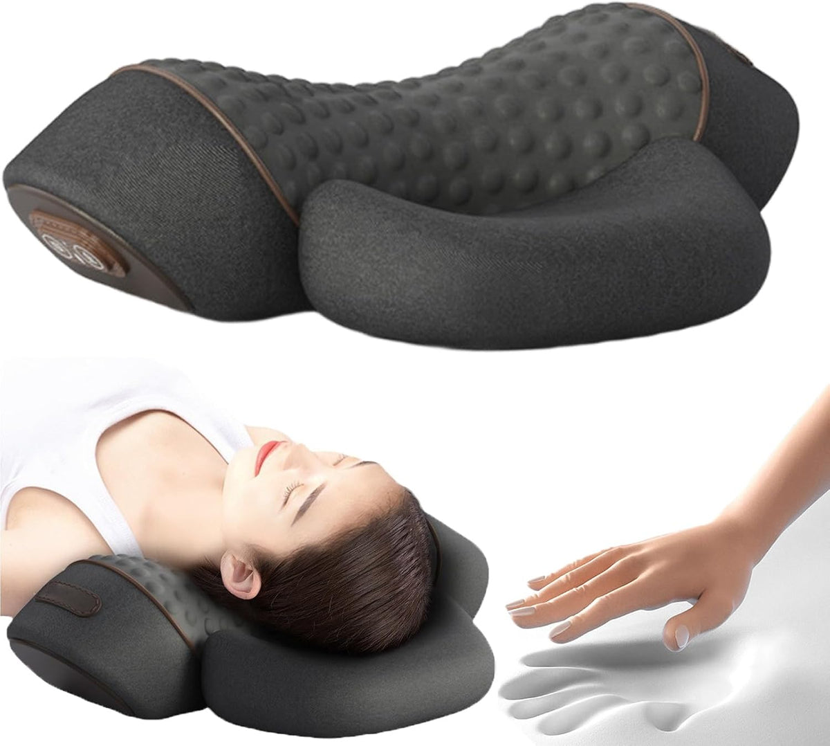 Poduszki na szyi do masażu Générique, 3 W, 23,5 cm, Czarny – USB, praca bezprzewodowa, 3 w 1, 3 w 1 aparat do masażu pleców i lędźwi – Masażer
