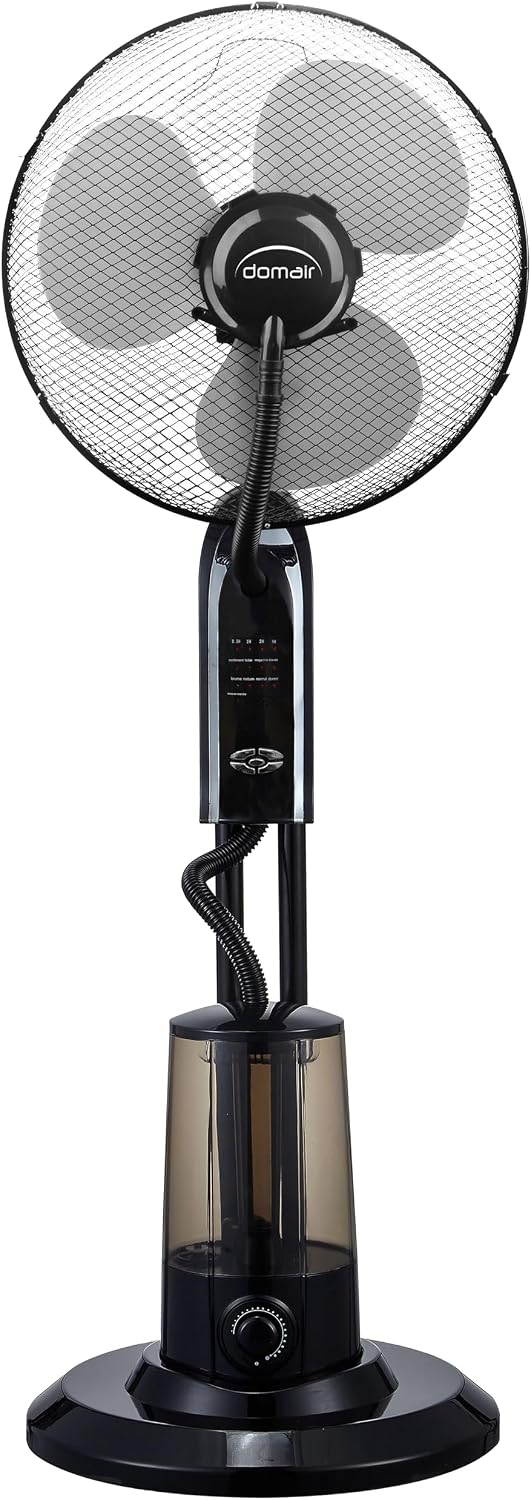 Domair Wentylator stojący, 75 W, 300 ml – Czarny, Wentylator, zegar, 3 prędkości – 4 tryby wentylacji