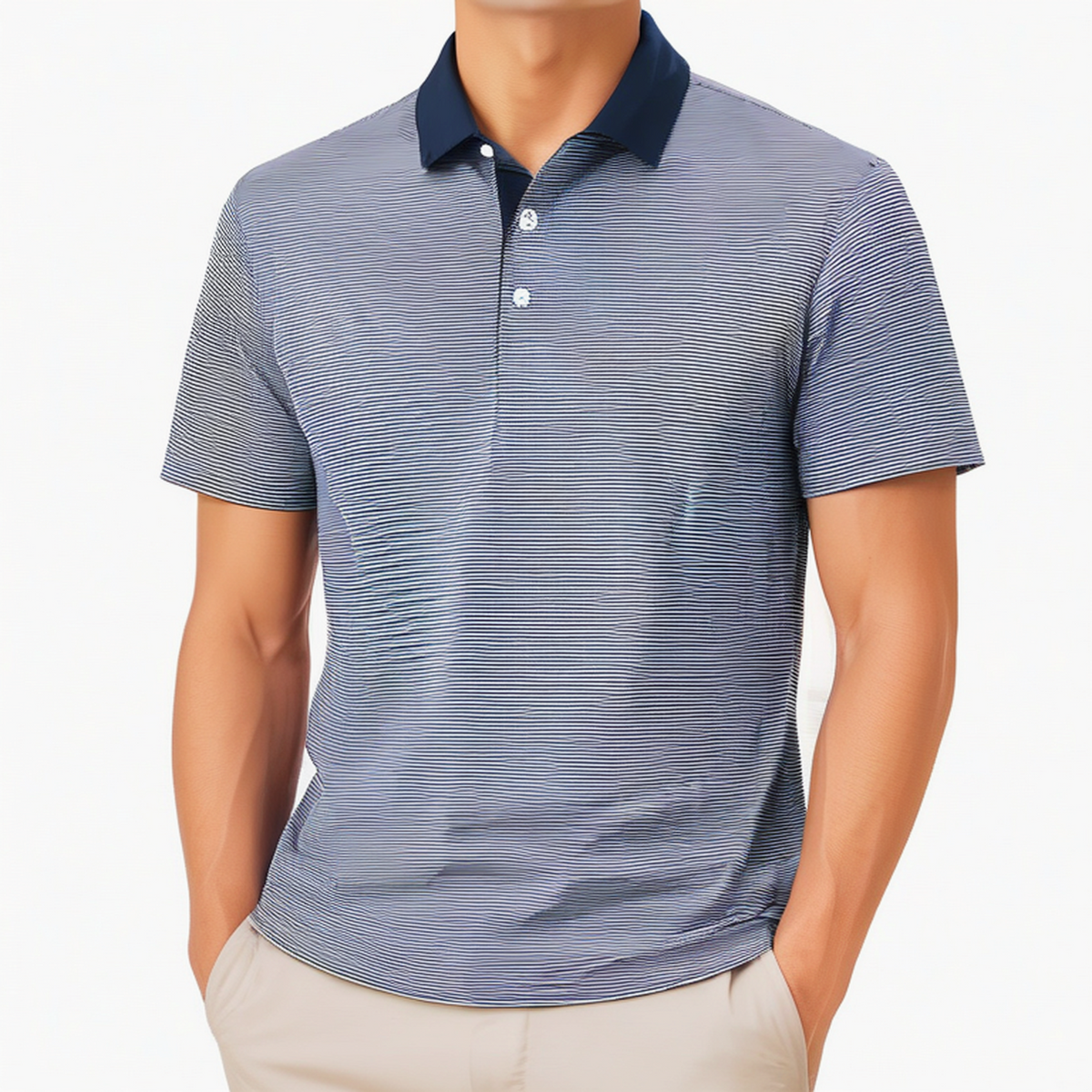 Polohemd Größe M marineblau weiß gestreift kurzarm klassisch