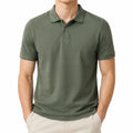 Herren Poloshirt L Olivgrün Kurzarm Freizeit Klassisch