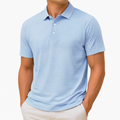 Herren Polohemd XL Hellblau Weiß Gestreift Kurzarm