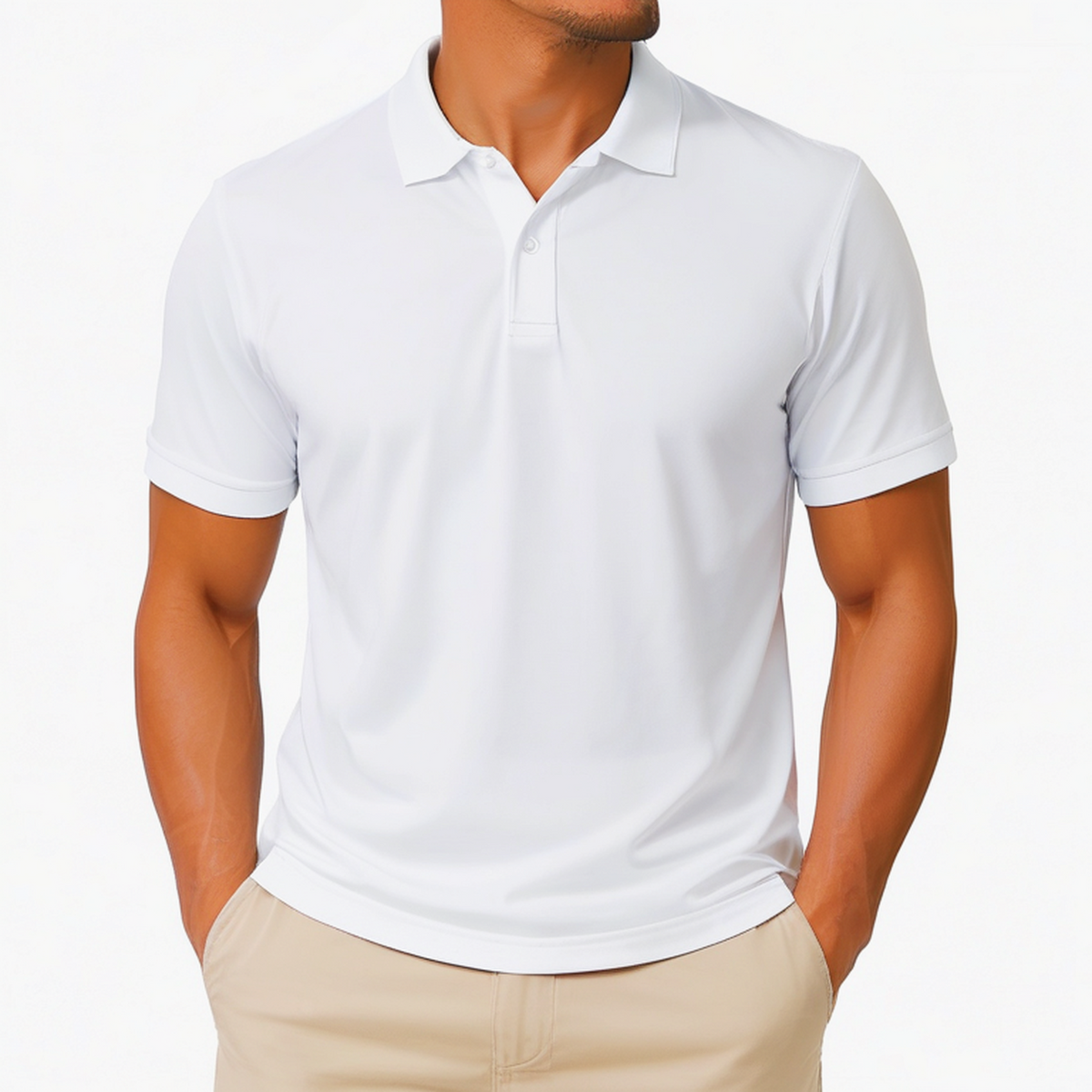 Herren Polohemd XL Weiß Kurzarm mit Kragen