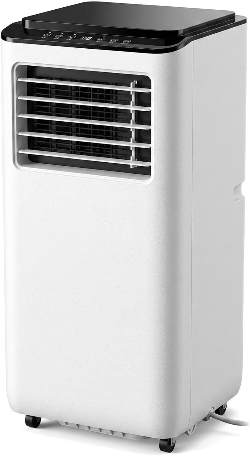 Klimatyzator przenośny HUANQIN – klimatyzator mobilny, 28 m, 11000 BTU, Biały – 24H Klimatyzator, zegar, oscylacja, 28 m2 chłodzenie do domu i biura