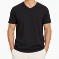 Herren T-Shirt XL Schwarz kurzarm mit V-Ausschnitt