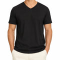 Herren T-Shirt XL Schwarz kurzarm mit V-Ausschnitt
