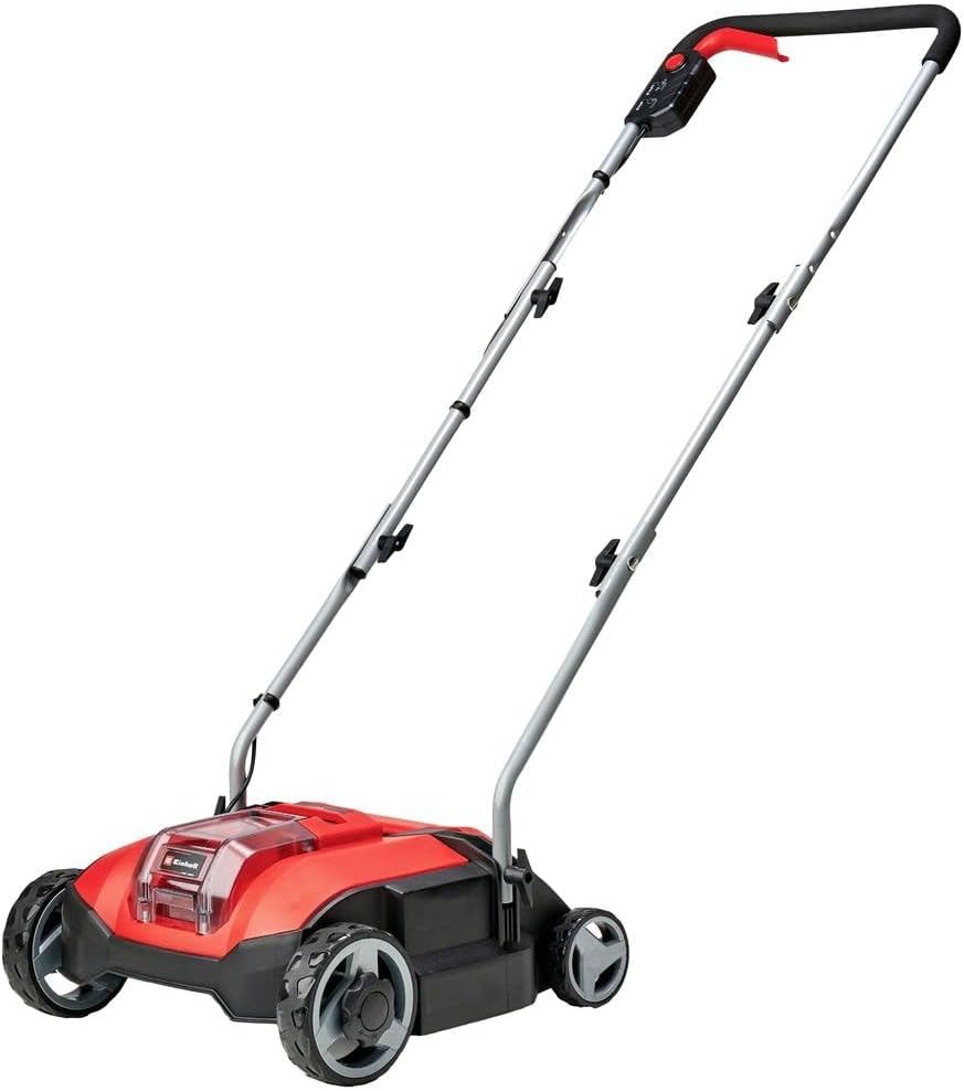 Wertykulatory Einhell – 18 V, 28 cm, 3 W, Czerwony/Srebrny/Czarny – składana konstrukcja, 3 w 1, bezszczotkowy silnik elekt, wałek nożowy 28 cm