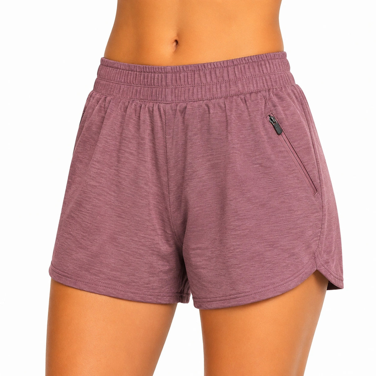 Damen Sportshorts Größe M aus Textilgewebe Altrosa mit Reißverschlusstasche