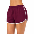 Damen Sportshorts Größe M aus Synthetik Bordeauxweiß mit Kontrastpaspelung