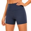 Damen Radlerhose L aus elastischem Synthetikstoff in Dunkelblau mit hohem Bund