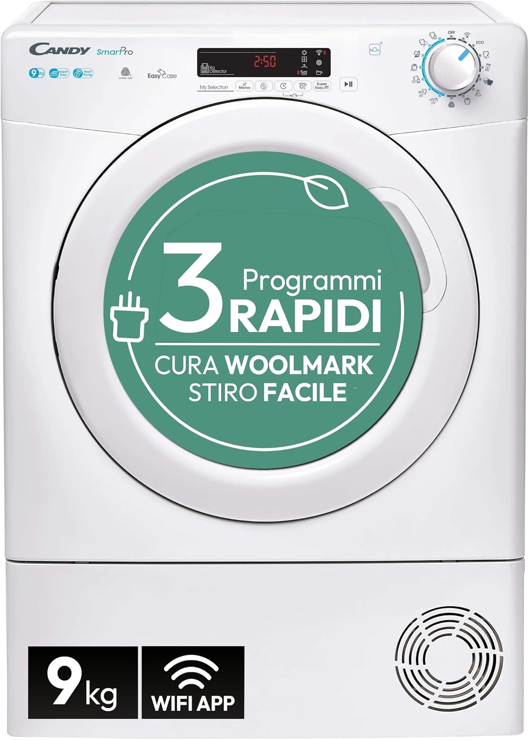 Suszarki z pompą ciepła CANDY, CSOEH9A2DE – 9 kg, Biały, Bluetooth, Wi-Fi – suszarka z pompą ciepła, Suszarka CSOEH9A2DE- S