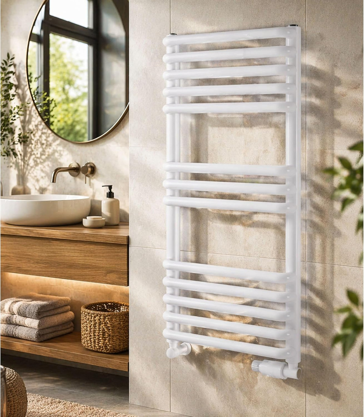 Grzejniki LUXRAD, 310 W, 640 x 300 mm, Biały – Grzejnik łazienkowy Stark 64x30 biały ZBD 310W