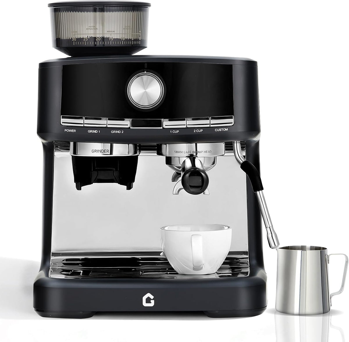 Ekspres do kawy IdealHouse, 5 l – 58 mm, 1550 W, Czarny, automatyczny – Mech mleczny, Emulgator mleka, duży zbiornik, profesjonalny – wyjmowany