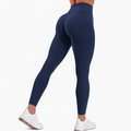 Damen Leggings M aus elastischem Synthetikstoff Navyblau mit hohem Bund für Sport