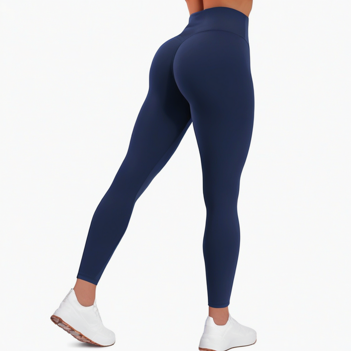 Damen Leggings M aus elastischem Synthetikstoff Navyblau mit hohem Bund für Sport
