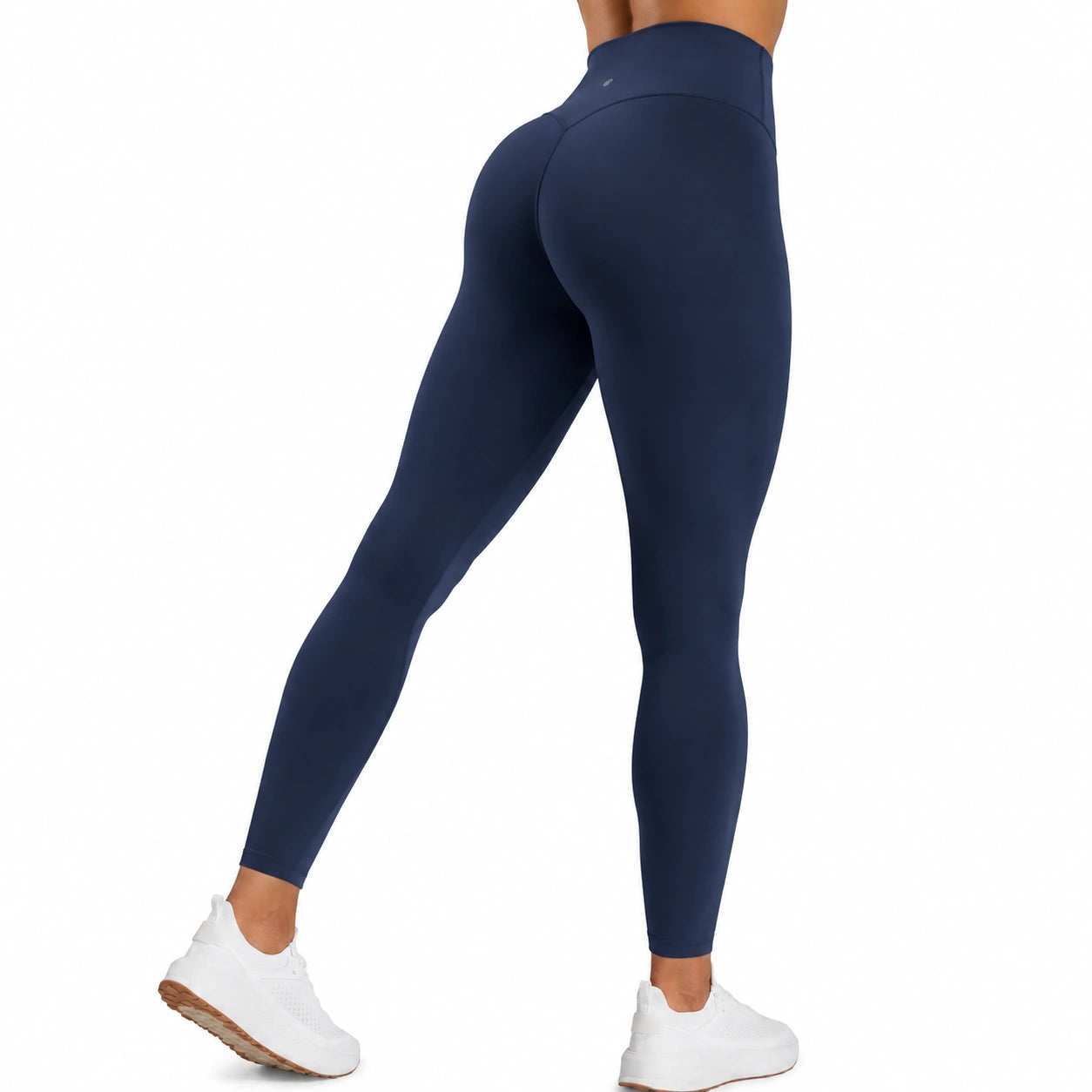 Damen Leggings M aus elastischem Synthetikstoff Navyblau mit hohem Bund für Sport