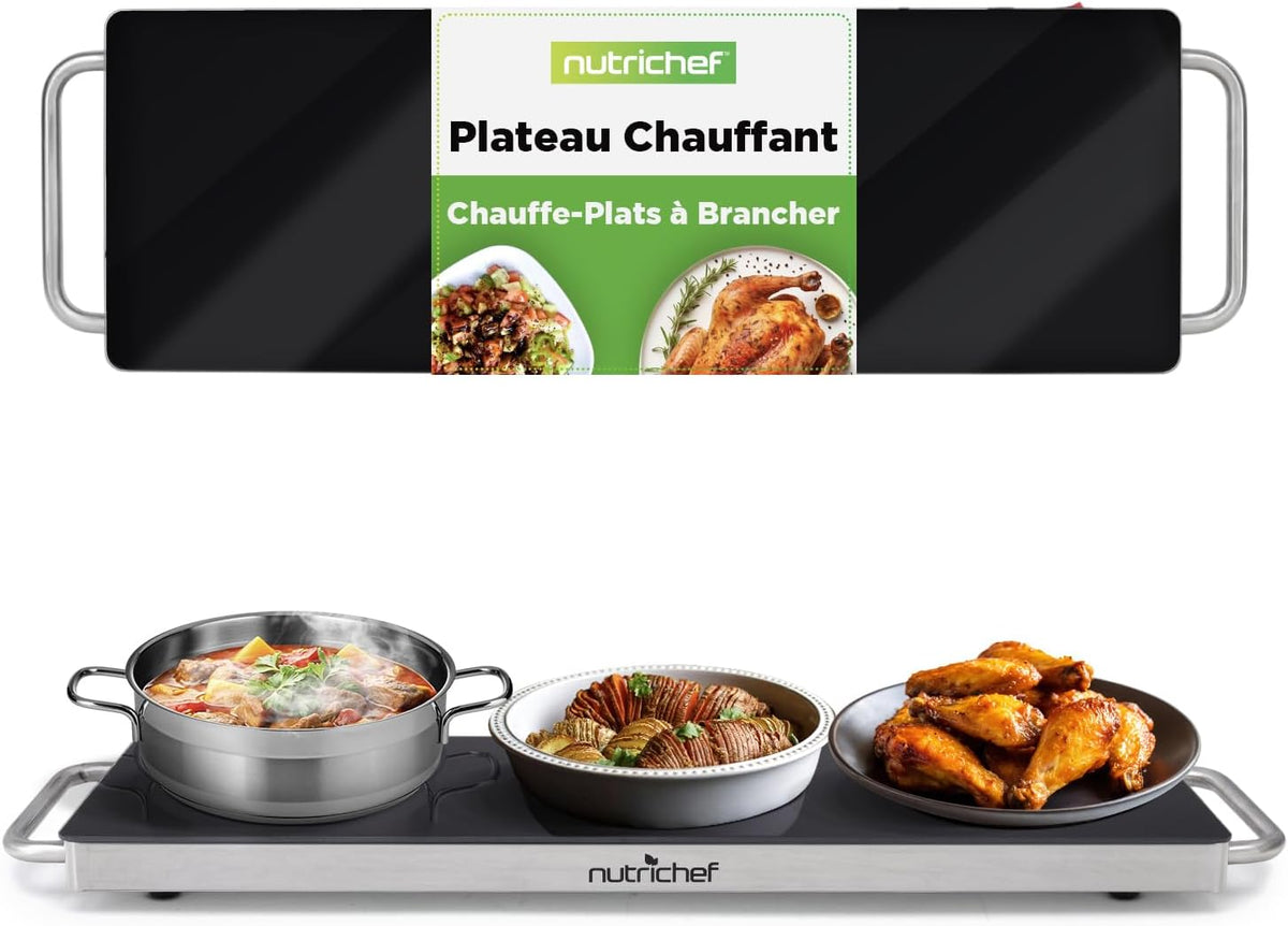 Płyta grzewcza NutriChef, 57 × 17 cm, Czarny, stół do gotowania – funkcja ogrzewania, Żywotny kucharz