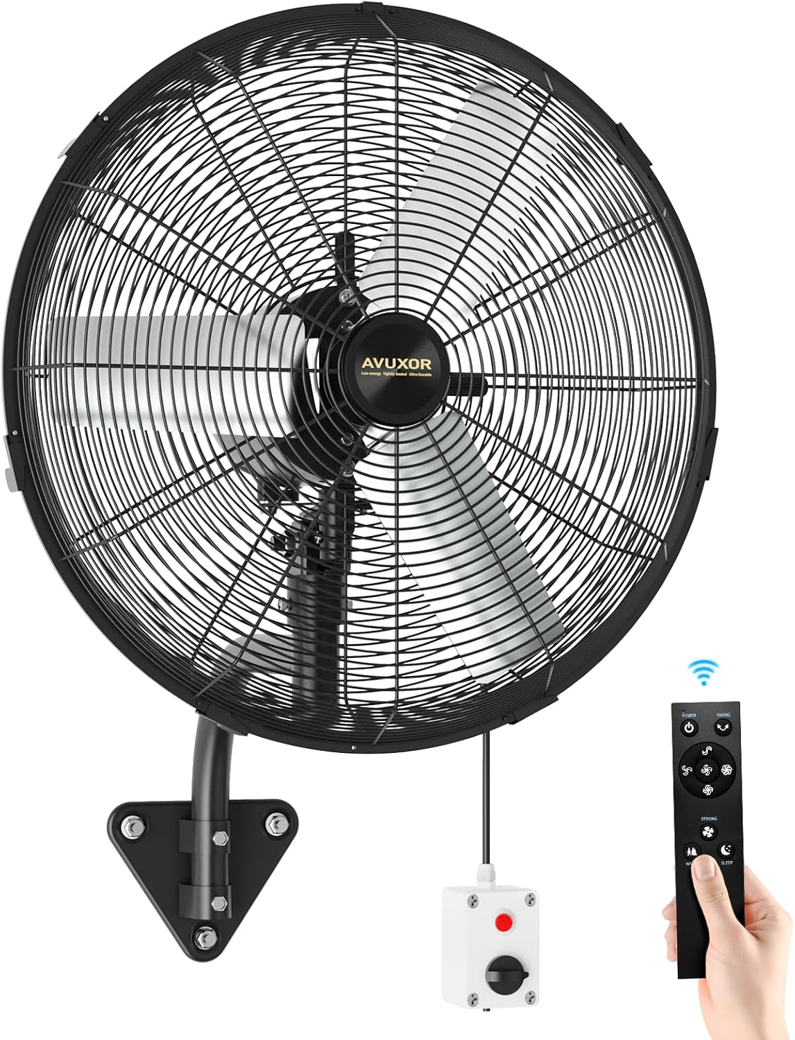 Wentylatory ścienne AVUXOR, IP65, 50 cm, 63 W – Biały, pilot zdalnego sterowania, Wentylator, plener – silnik przemysłowy