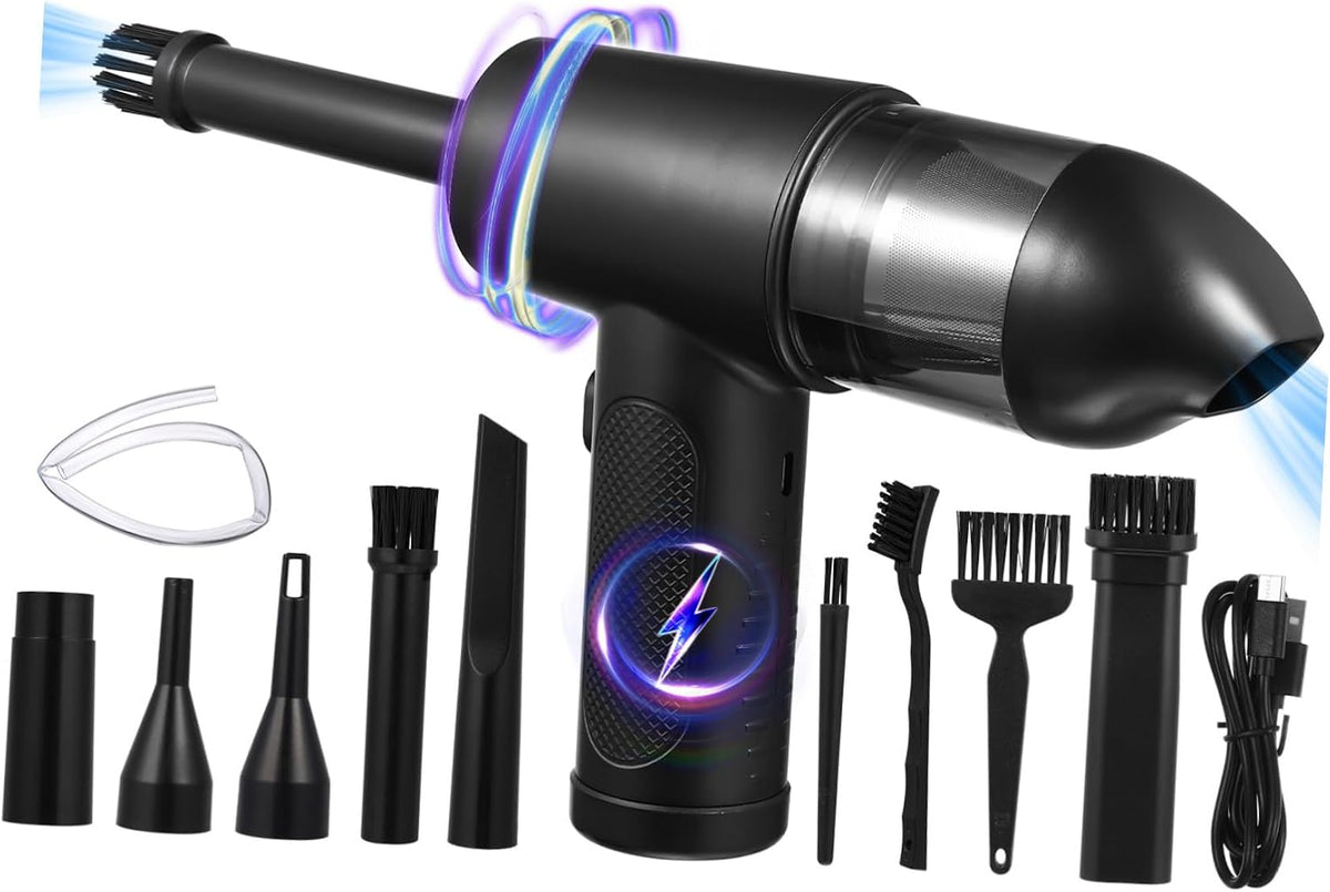 Odkurzacz Didiseaon, 16,00X10,00X6,50 cm – 36 V, Czarny, USB, przenośny – czyszczenie klawiatury i elektronika, 3 zamienne bity