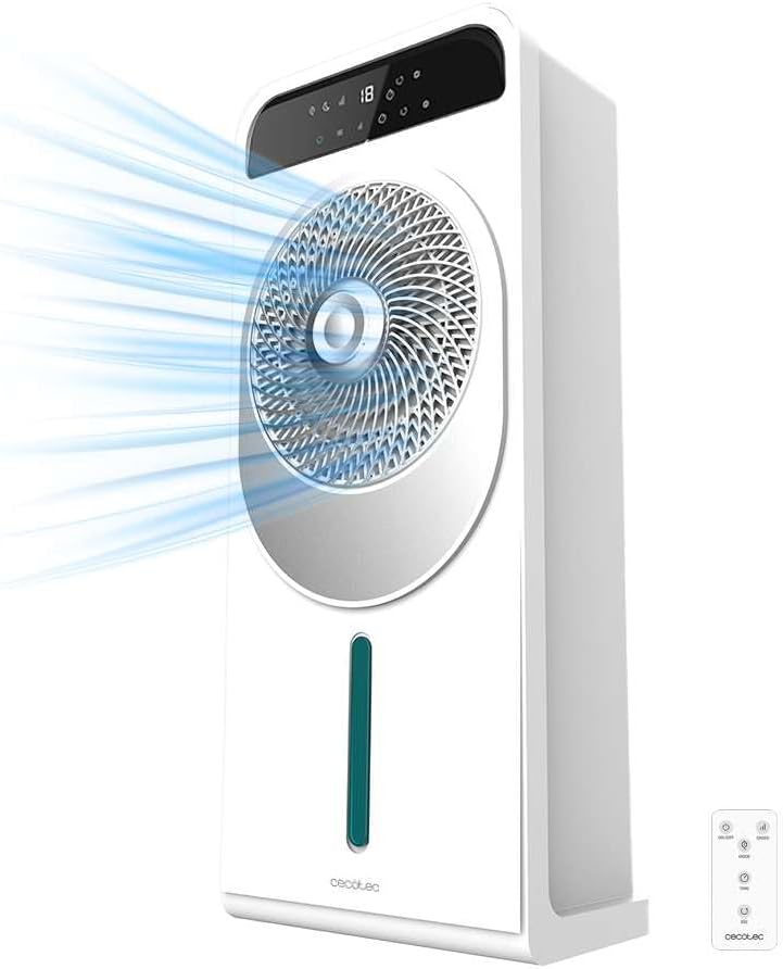 Cecotec Lodówka, 5 l, 65 W – Biały, Zegar, 3 prędkości, Oscylacja – Cisza, Energia powietrza Odświeżania Cichy 5000 Fajna Wave, 3 Pojemność
