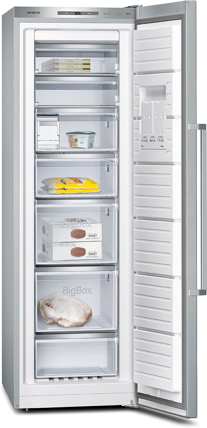SIEMENS Zamrażarka, GS36NAI31, 1860 x 600 x 650 cm – 237 litrów, Srebrny, stal nierdzewna, samozasysająca