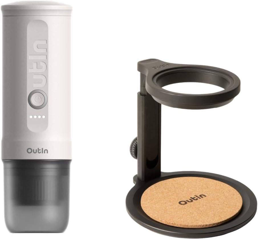 Ekspres do kawy OutIn – 670 g, 119 mm, 50 ml, Czarny / Srebrny – USB, Maszyna do kawy, Obsługa, Przenośne – Elektryczna