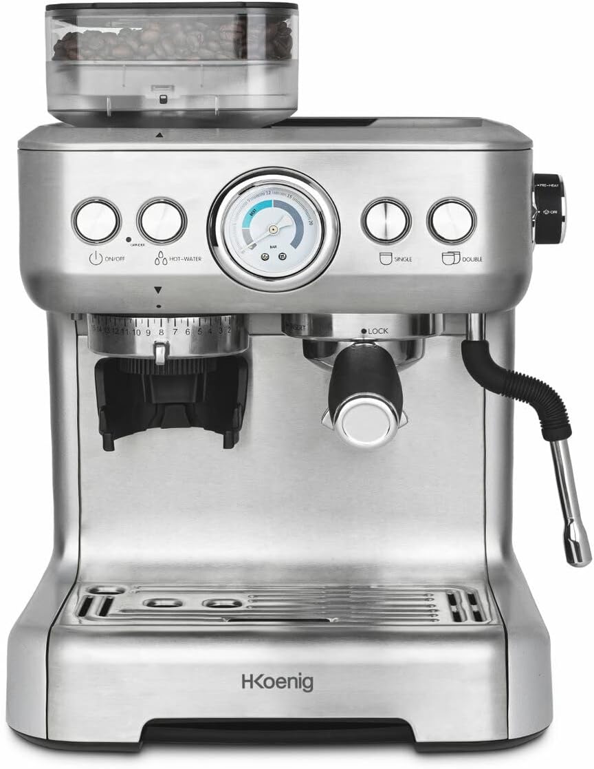 Ekspres do kawy H.Koenig, EXPRO980, 7 l, 20 bar – 250 g, Czarny, automatyczny, Ekspresowa maszyna EXPRO980 – duży zbiornik, wymiary indywidualne