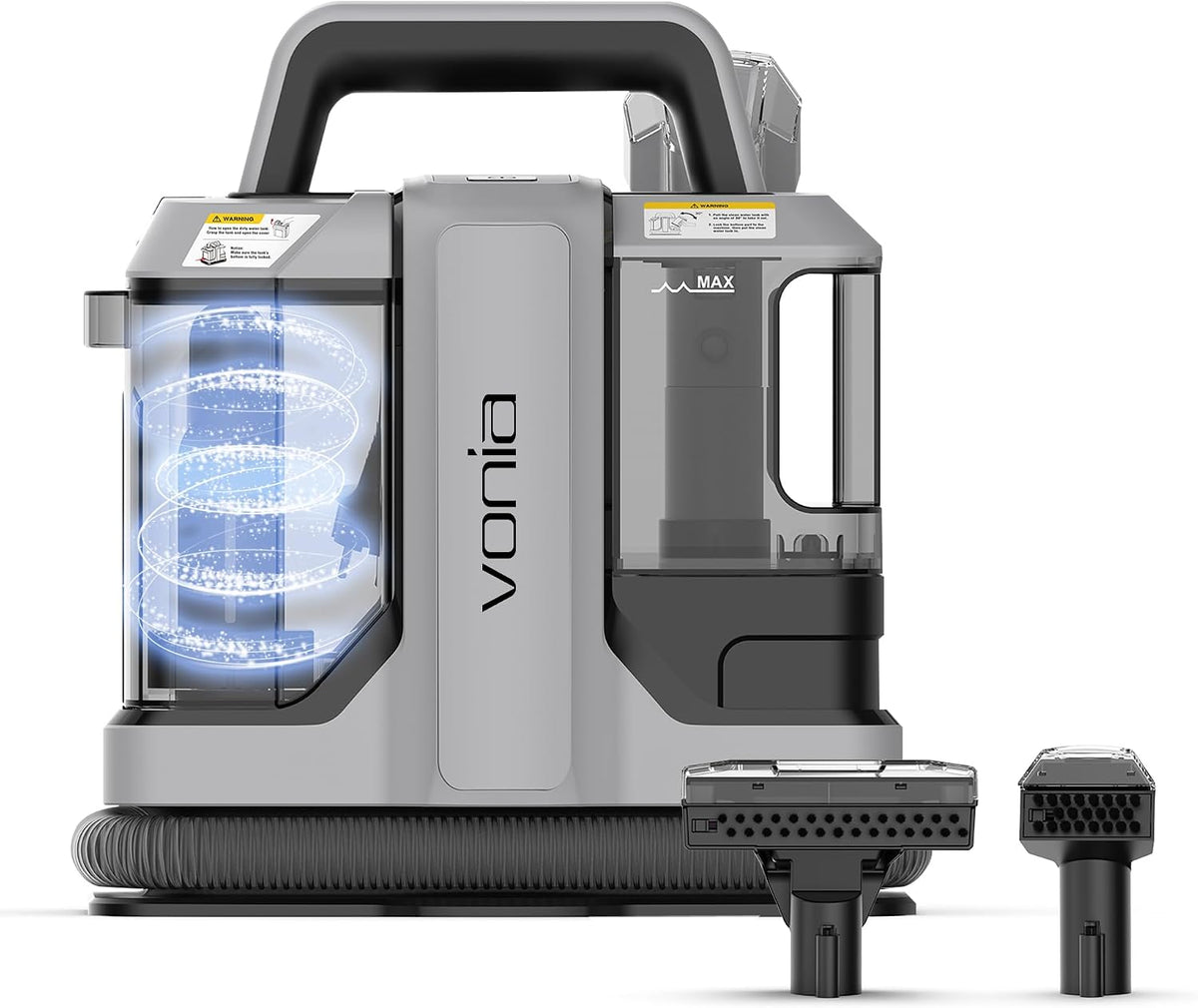 Odkurzacz Vonia, 450 W – 1080 ml, Szary, piorący, Czyszczarka – dywan, duży zbiornik, wyjmowany