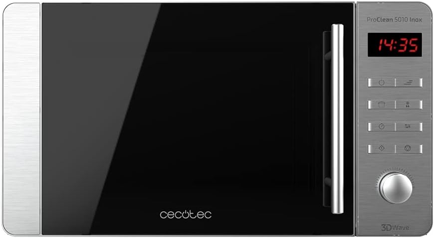 Cecotec Grill – 20 l, 1000 W, Czarny, oświetlenie LED – Ready2Clean Microfall, 800 / 1000 W, 8 programów, minutnik – mikrofalówka, LED ekran