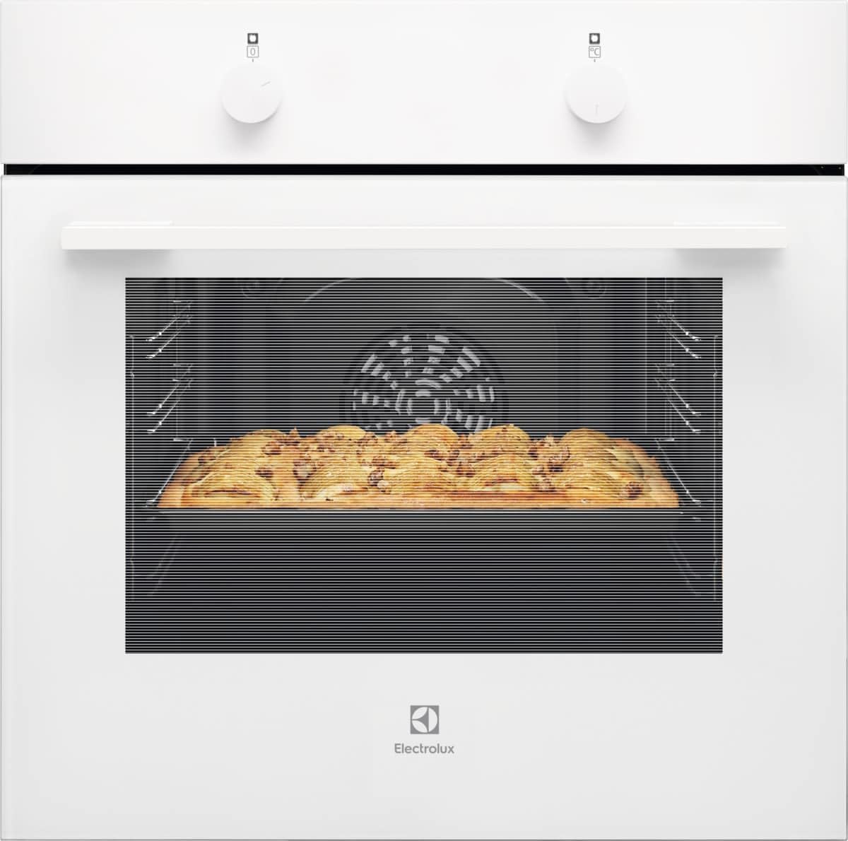 Electrolux Piekarnik do zabudowy, CKB101 – 60 cm, Biały, CKB101 W Piekarnik elektryczny, 6 programów – Energia klasy A, drzwi 2 okna