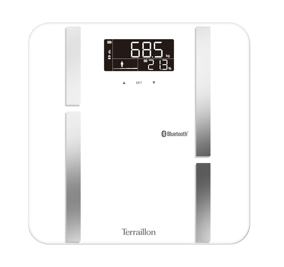 Terraillon Cyfrowe, 180 kg, Biały – Bluetooth, Balans, inteligentny ciężar, szkło