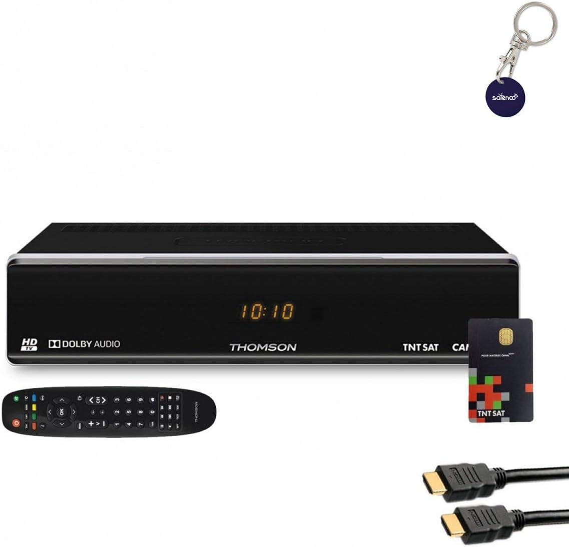 Odbiorniki satelitarne THOMSON, 2 m – Czarny, Inteligentna telewizja, odbiornik TV satelitarna TNTSAT V6 + karta dostępu HDMI