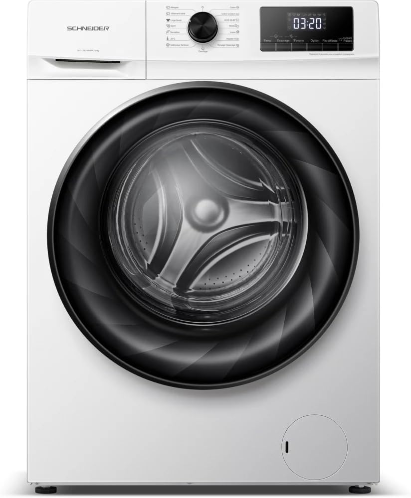 Schneider Pralka, SCLLF1014VAW – 10 kg, 60 x 54 x 85 cm, 1400 obr./min, Biały – 15 programów, SCLLF1014VAW 1400trs, Inwerter