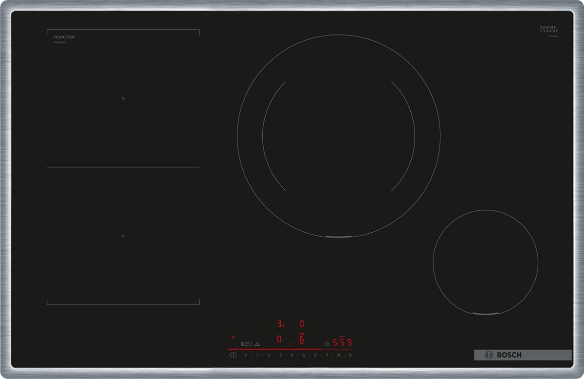 Bosch Płyta indukcyjna, kuchenka indukcyjna, PVS845HB1E, 80 cm – Czarny, płyta grzewcza, stół indukcyjny do gotowania, samodzielny