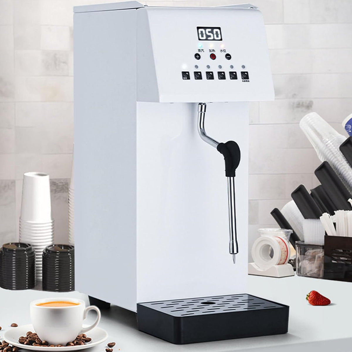 Automatyczne spieniacze do mleka Cashwise – 2500 W, 2.0 bar, Czarny, stal nierdzewna – oświetlenie LED, spieniacz do mleka, Mech mleczny