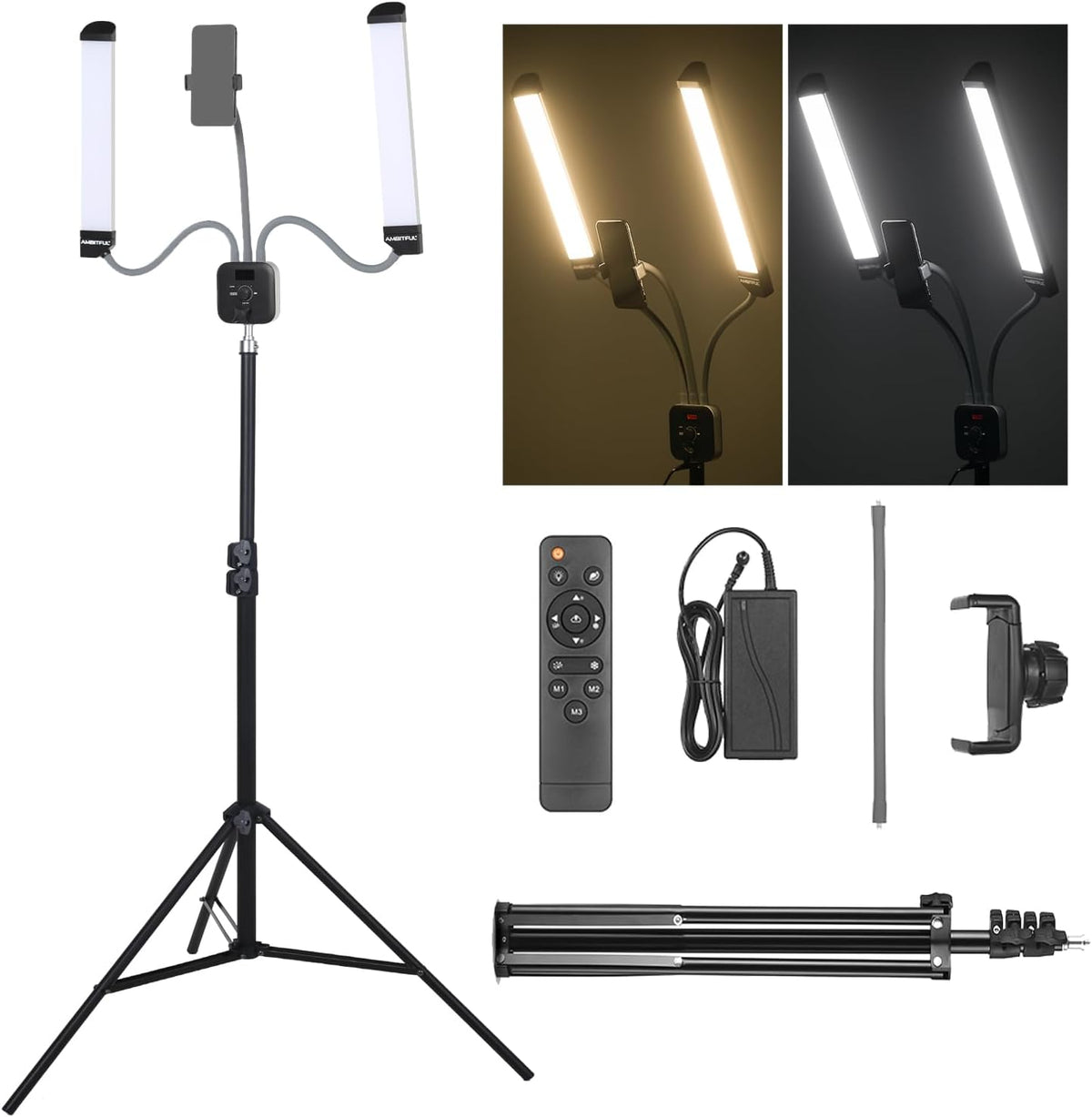 Lampy zawierające luminatory AMBITFUL, AL-20, 40 W – Czarny, oświetlenie LED, pilot zdalnego sterowania, manicure – tatuaż, streaming na żywo