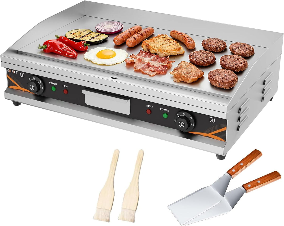 DULNICE Grill, 73x47 cm – 4400 W, 220 V, Srebrny, stal nierdzewna – Plancha, 50 do 300°C, termostat, profesjonalny