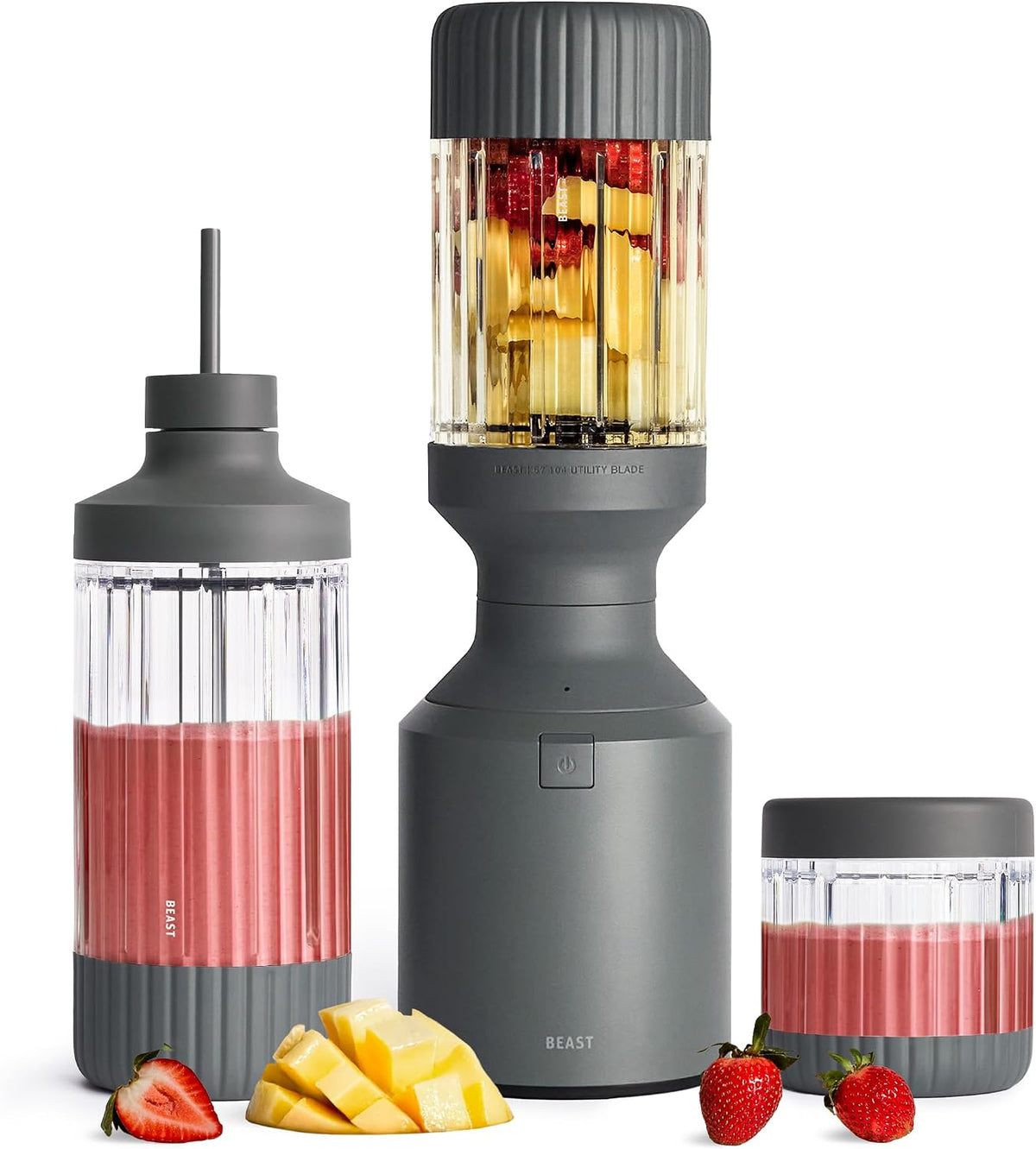 Blender BEAST, 1200 W, 500 ml – Srebrny / Szary, stal nierdzewna, kielichowy, Mieszaniec – przenośny, szary