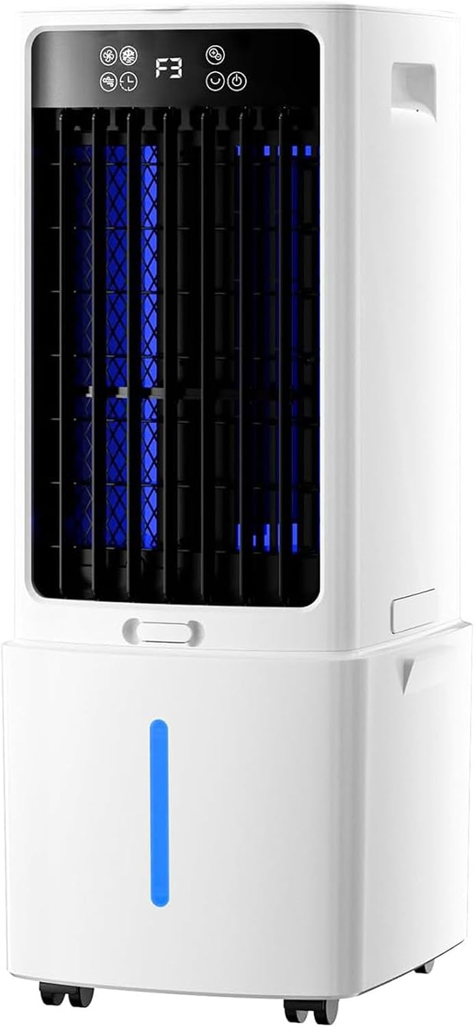 Romyqpipy Klimatyzator przenośny, klimatyzator mobilny, 61 × 29 × 26 cm, 12 l – Biały, Odświeżacz powietrza 26 cm / 24 10in, 3 prędkości