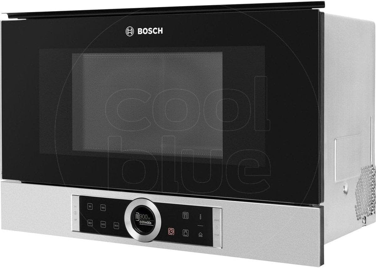 Bosch Kuchenka mikrofalowa, BFR634GB1, 21 l – 900 W, 362 mm, Czarny / Srebrny, pilot zdalnego sterowania – do zabudowy, mikrofalowe