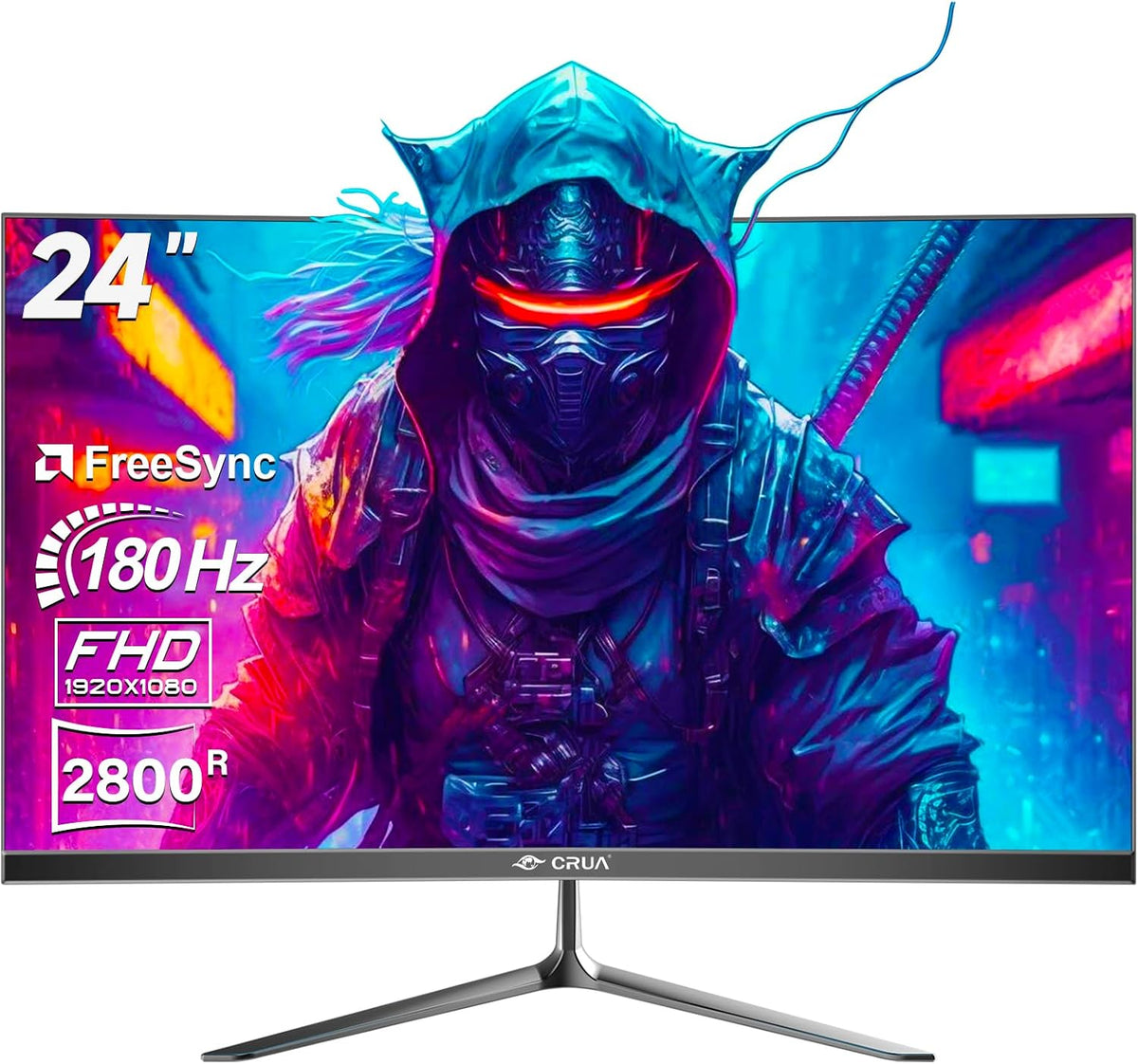 CRUA Monitor komputerowy, 24 cale, Czarny – Monitor, 180 Hz, konfiguracja gier, Full HD – wyświetlacz PC