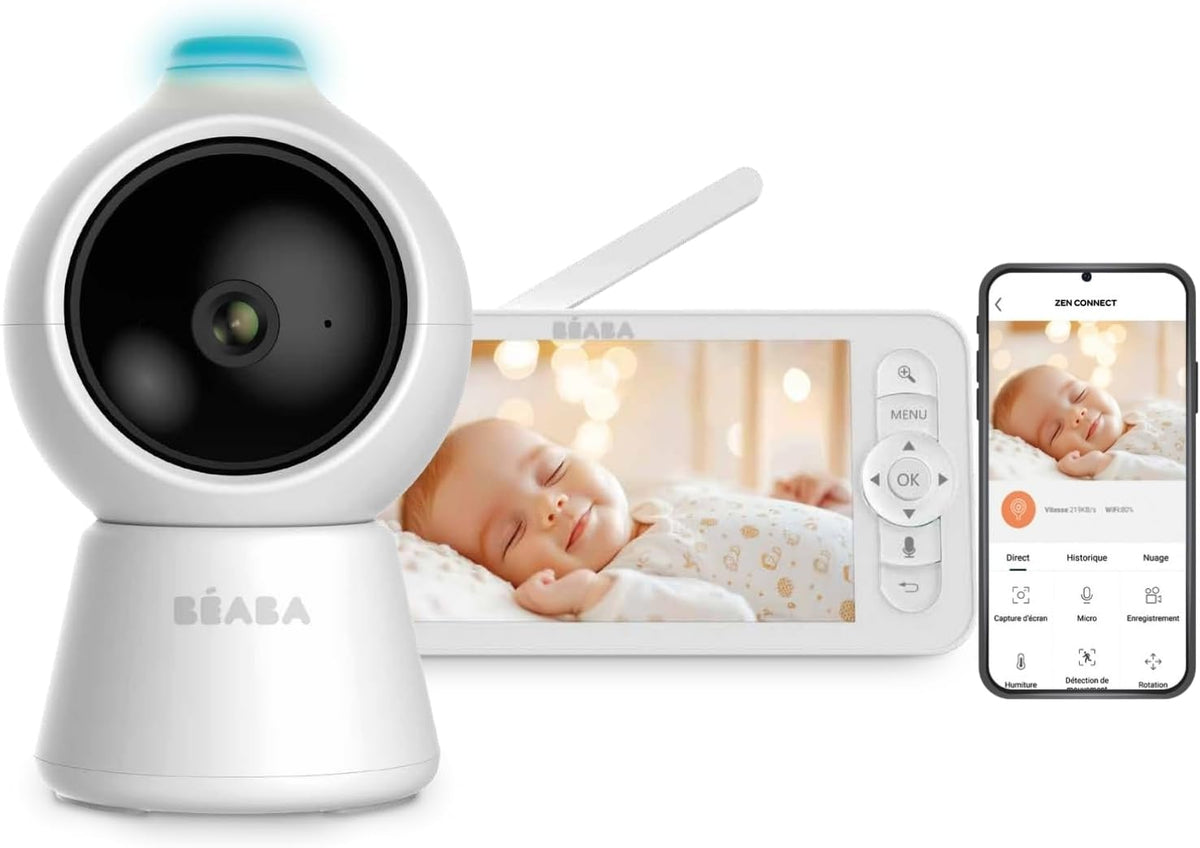 Monitory wideo Béaba, Biały – Wi-Fi, Babyphone, monitor wideo dla dzieci, BEABA
