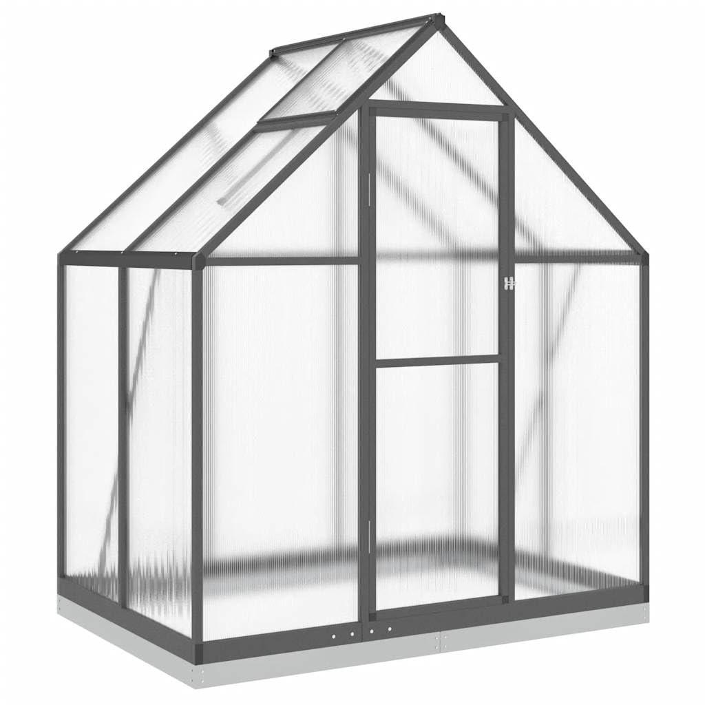 vidaXL Szklarnie, 169x114x202 cm, Antracyt – aluminium, odporność na warunki atmosferyczne, Szklarnia z ramą podstawy
