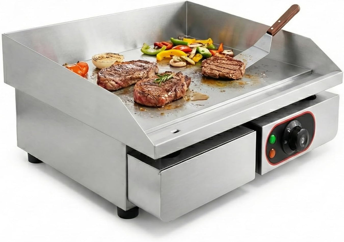 Stół Générique, 55 cm, 3 kW – 230 V, Srebrny, stal nierdzewna, Plancha – termostat