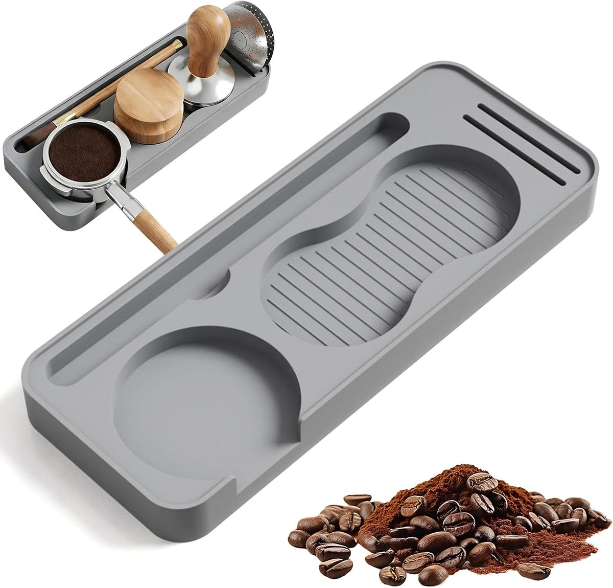Ekspres do kawy soptreedx, 4 cm – 4 W, Szary, 24 x 9, szara – espresso, silikonowa mata do tłoczenia espresso