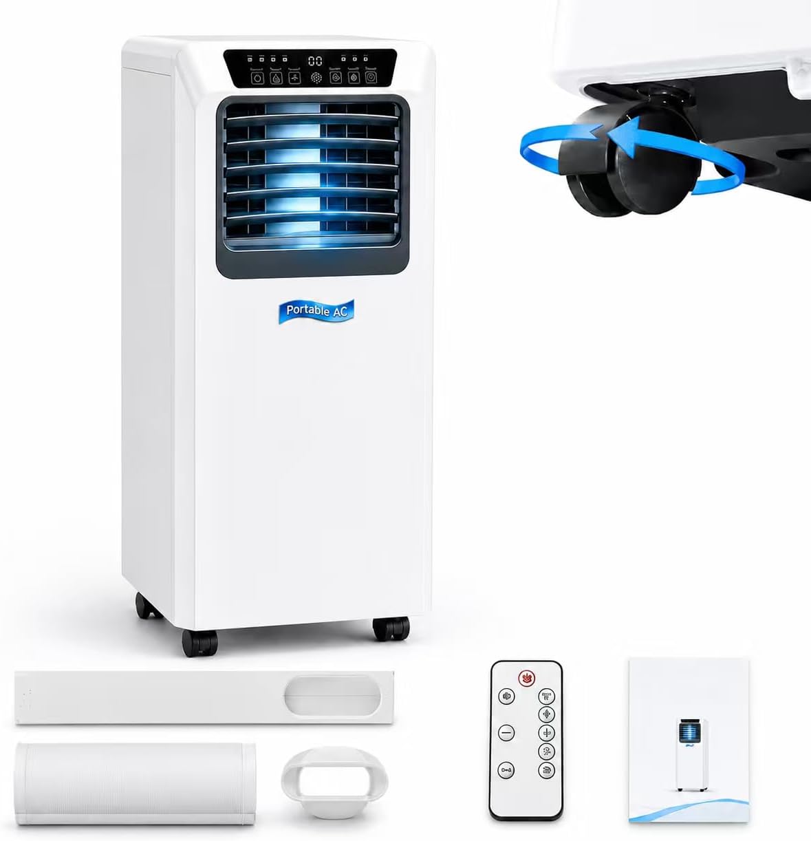 WANGYYDS Klimatyzator przenośny – klimatyzator mobilny, 7000BTU, 7000 BTU, 3 W – 20 m, Biały, oświetlenie LED, pilot zdalnego sterowania – 3 w 1