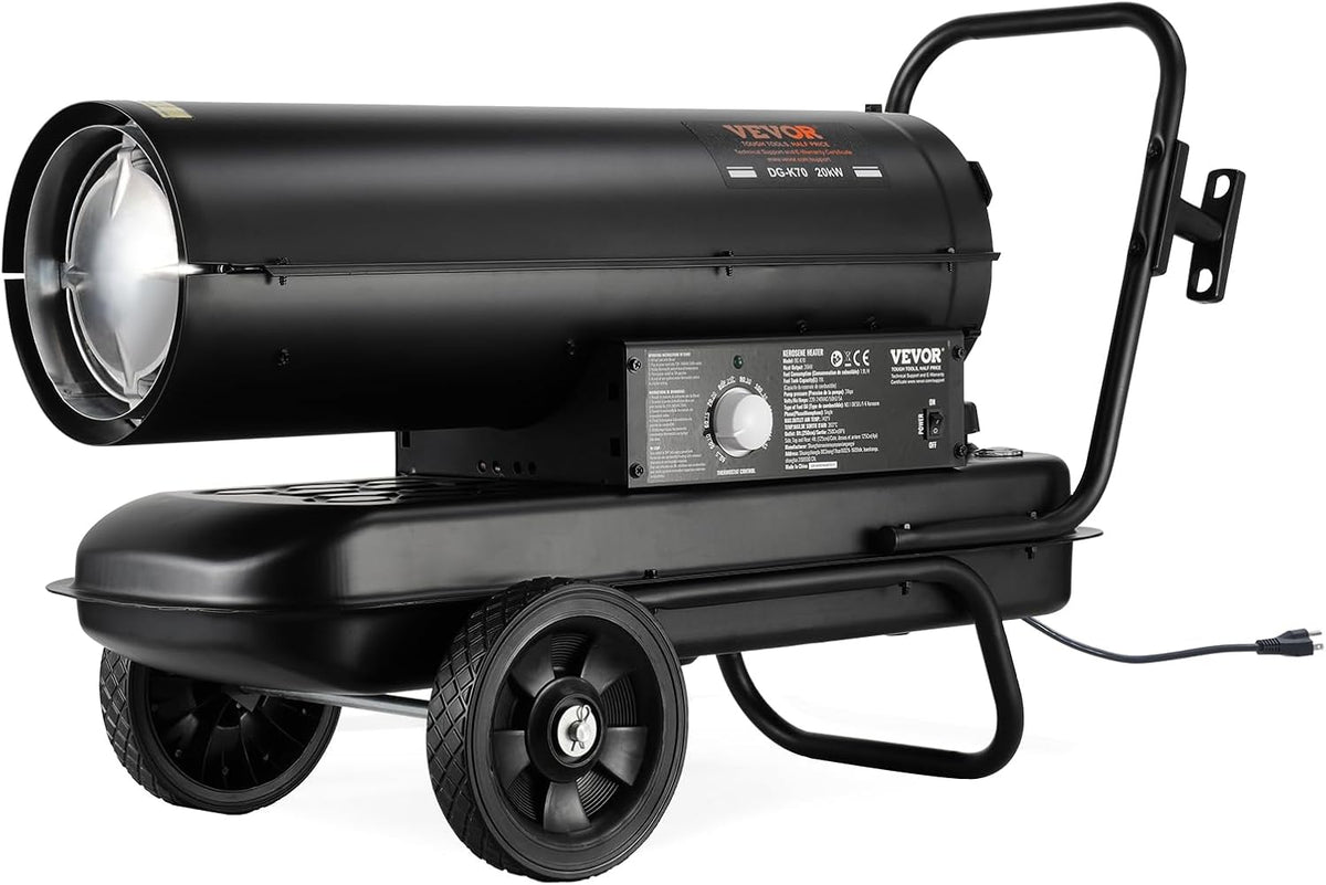 VEVOR Grzejniki, 19 l, 70000 BTU, 870 x 385 x 550 mm – Czarny, stal nierdzewna, Elektryczny grzejnik, przenośny – na zewnątrz, termostat